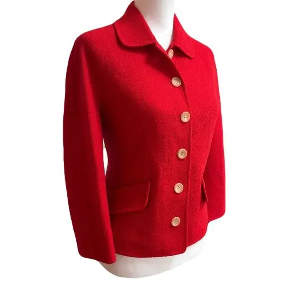 Carlisle Wool Blend Cardigan, Bright Red | sz. 8 | Vintage | EUC - Picture 4 of 13